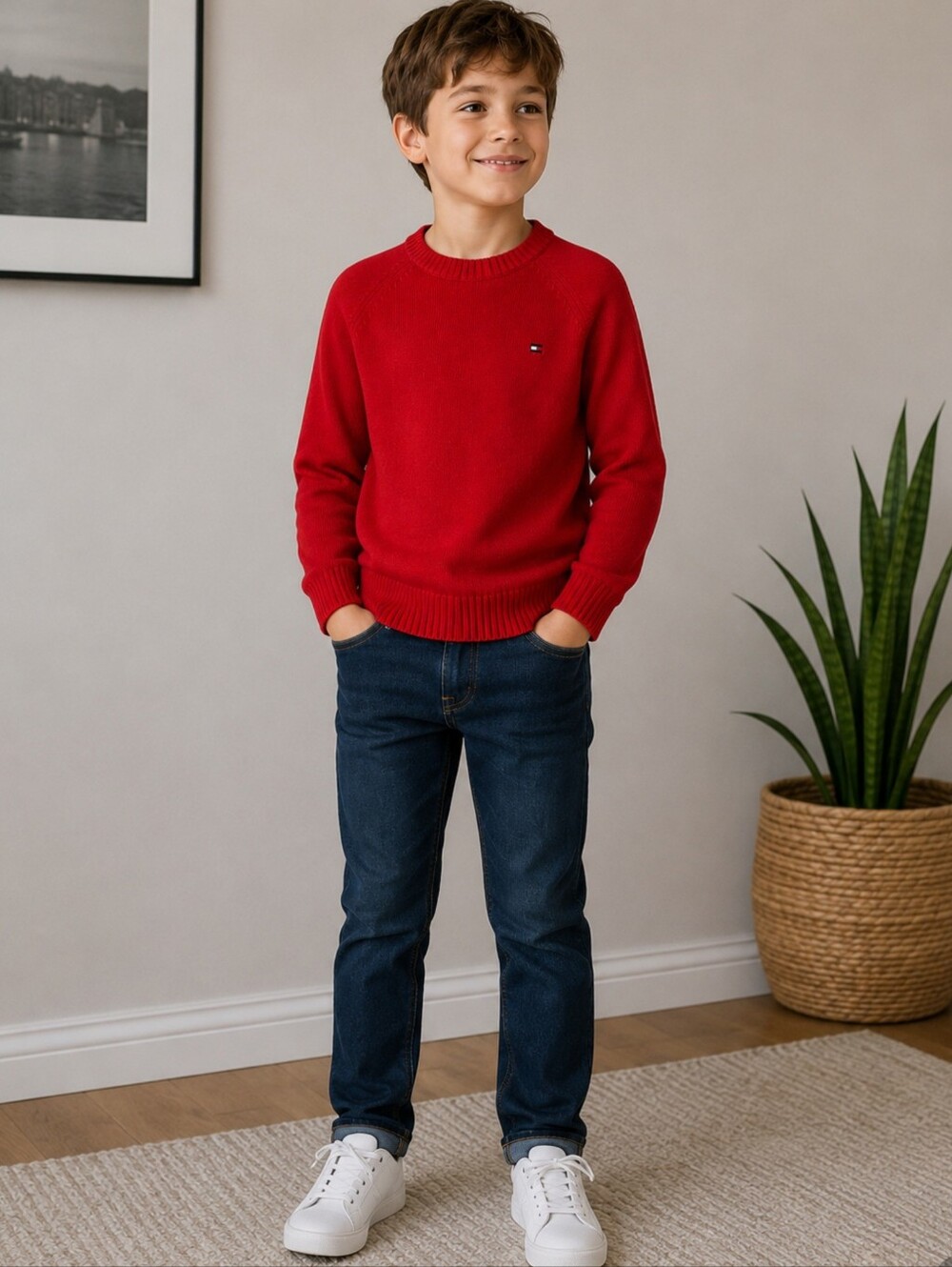 Tommy Hilfiger Kids Red Knit Sweater Size M (8–10)
